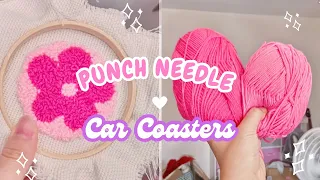 Easy Beginner Punch Needle Project! Aesthetic Car Coasters