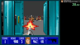 Wolfenstein 3D E1M1 speedrun (40s, Death Incarnate, MS-DOS)