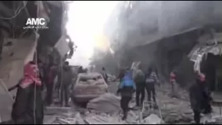 Raw: Aftermath of Apparent Shelling in Aleppo