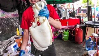 Cuttlefish and Seafood Spanish Paella. Full preparation. Street Food of Notting Hill, London