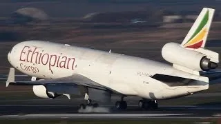 Exotic MD-11 Arrival - Ethiopian Cargo McDonnel Douglas MD-11 - Cargospotter ( HD )