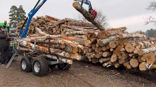 Rankojen siirtelyä klapikoneelle Avesta 48 kärry ja kuormain paketilla. Avant 640 toimii ajokoneena.