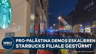 KRIEG GEGEN ISRAEL: Hass-Ziel Starbucks – Pro-Palästina Demos in Deutschland eskalieren