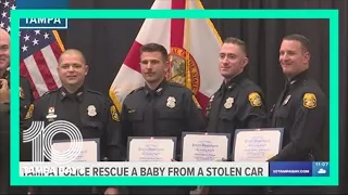 Tampa police officers honored after saving baby from abandoned stolen car