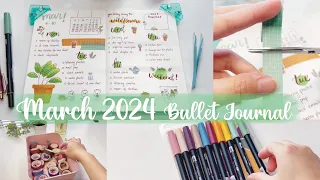 🌱📗 March 2024 Cute Spring Garden Themed Bullet Journal Setup // Plan With Me