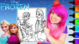Coloring Frozen Anna, Elsa & Olaf Disney Coloring Page Prismacolor Markers | KiMMi THE CLOWN