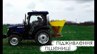 Підживлення пшениці Lovol 504 розкидач Strumyk 500 з гідравлікою Подкормка разбрасыватель гидравлика