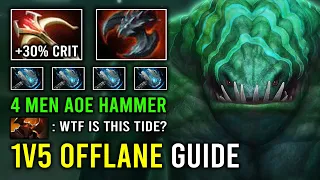 NEW 1v5 Offlane Tidehunter Guide 4 Men AoE Hammer + Ravage Brutal Crit Anchor Smash Dota 2