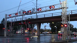 Railroad Crossing's With Double Overhead Cantilevers Towers On One Side Compilation [4K]