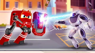 Supercar Rikki and City Heroes Stops the Mega AI Robot in City!🤖