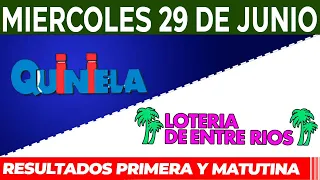 Quinielas Primera y matutina de Córdoba y Entre Ríos, Miércoles 29 de Junio