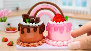 Fancy Miniature Twin Chocolate and Strawberry Cake Decorating - Best Satisfying Miniature Mini Yummy