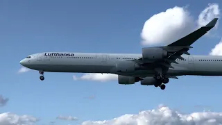 Lufthansa Airbus A340-642 landing at Ingolstadt/Manching Airport