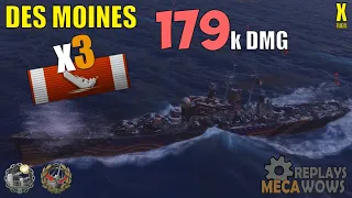 Des Moines - Island huging for 3,5k base xp | World of Warships Gameplay