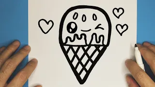 HOW TO DRAW A CUTE ICE CREAM,STEP BY STEP, DRAW CUTE THINGS