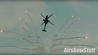 RNLAF AH-64 Apache Aerobatic Demonstration with Flares - Sanicole Intl Airshow 2015