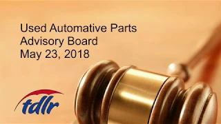 May 23, 2018 meeting of the Used Automotive Parts Recycling Advisory Board