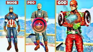 Upgrading NOOB CAPTAIN AMERICA Into THE GOD CAPTAIN AMERICA in GTA 5 !! ( GTA 5 MODS )