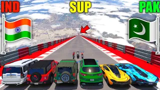 India Vs Pakistan | Gta 5 Indian Vs Pakistan Vs Super Cars Long Jumping Challenge | Gta 5 gameplay