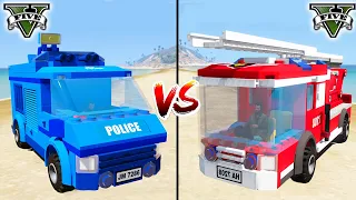 Lego Police Truck VS Lego Fire Truck in GTA 5 - WHO IS BEST?