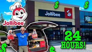 Eating at JOLLIBEE for 24 Hours • Stealth Camping #VANLIFE