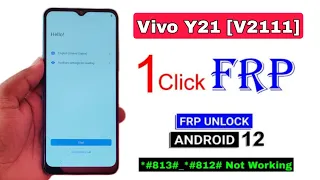 VIVO Y21 FRP BYPASS ANDROID 12 | Vivo Y21 Google Account Remove Without Pc 100% Ok | July 2022