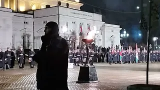 Bulgarian army parade following fireworks getting shot