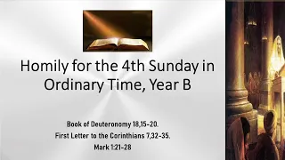 Homily for the 4th Sunday in Ordinary Time, Year B, January 28, 2024