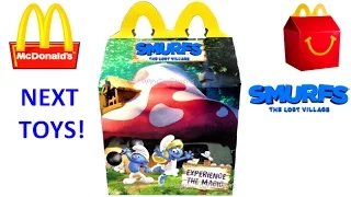 NEXT McDONALD'S HAPPY MEAL TOYS SMURFS THE LOST VILLAGE MOVIE SUPER MARIO HAPPY MEAL BOX USA REVEAL