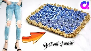 how to Reuse Your Old jeans to make rugs, carpet, table mat | Old Jeans Recycling | Artkala 284