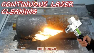 2000W continuous laser cleaning machine: rust removal, paint display.