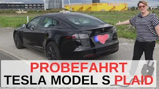 Ich mache eine Probefahrt mit dem Tesla Model S PLAID 2023