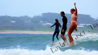 Longboarding with Tia, Layla and Fraser - Coffs Coast.