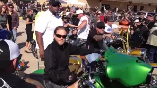 Charlie Hunnam riding a motorcycle