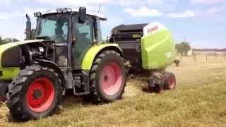 Claas Ares 566 RZ and Variant 360 baler - Orrvale December 2014