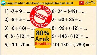 TRIK Penjumlahan Pengurangan Bilangan Bulat Positif Negatif - Matematika Kelas 6 SD MI