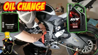 2021 Kawasaki Ninja ZX6R Oil Change | Motul 300V  | 10W-40