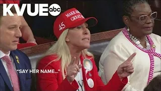 U.S. Rep. Marjorie Taylor Greene heckles President Biden during State of the Union address