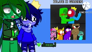 Rainbow friends reacts to Blue x Green | part 1 | Shrimpost 🦐| PLS READ DES