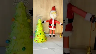 How To Make Santa Claus With Waste Plastic Bottle and Cardboard #shorts #viral #youtubeshorts