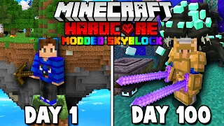 I Survived 100 Days in Modded Skyblock on Hardcore Minecraft... Here's What Happened
