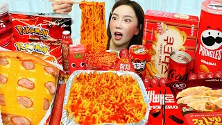 ENG SUB) Korean Convenience Store Food 💖 Ramen Honey Jelly Dessert Pokemon Mukbang ASMR Ssoyoung