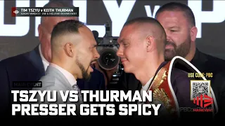 “Mexican Tszyu, what you gunna do?”👀 Keith Thurman brings 🔥 as he and Tim Tszyu trade verbal jabs