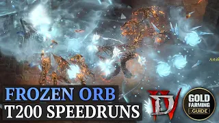 Diablo IV PTR: Frozen Orb Conjuration Sorc vs T200 Pits - 2 Min Speedruns, Build at End of Vid.