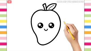 How to Draw Mango Easy Step by Step Drawing Colours for Kids and Toddlers Simple Draw