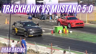Ford Mustang 5.0 vs Jeep Grand Cherokee Trackhawk | ARRANCONES AUTÓDROMO CULIACÁN | DRAG RACING