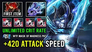 WTF 1st Item Mask of Madness Phantom Assassin +420 Moon Shard Attack Speed Instant KO Dota 2