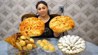 Azerbaijani Homemade Fluffy Bread and Sweets Gata!  Greek Cuisine (Cornucopia Cake)