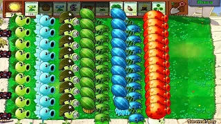 Plants vs Zombies - Peashooter, gatling pea, snow pea, fume shroom vs Gargantuar