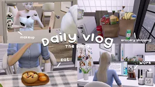 [The sims4] Daily vlog // Grocery shopping, Work, Watching a zombie movie, fruit salad, and more